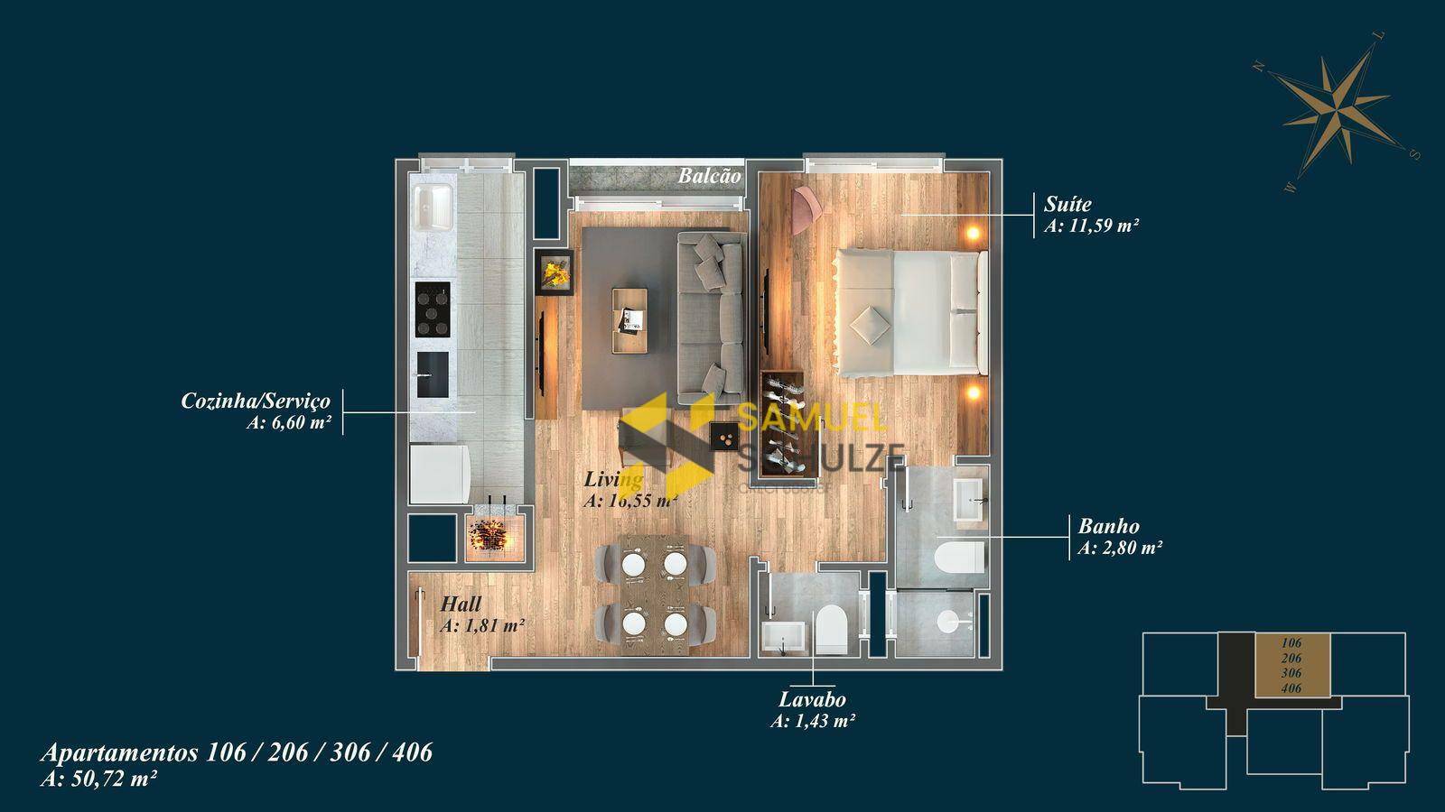 Apartamento à venda com 1 quarto, 51M2 - Foto 16