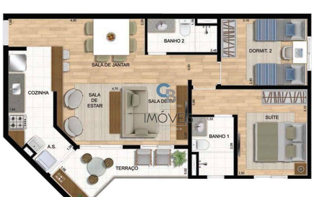 Apartamento à venda com 2 quartos, 65m² - Foto 1