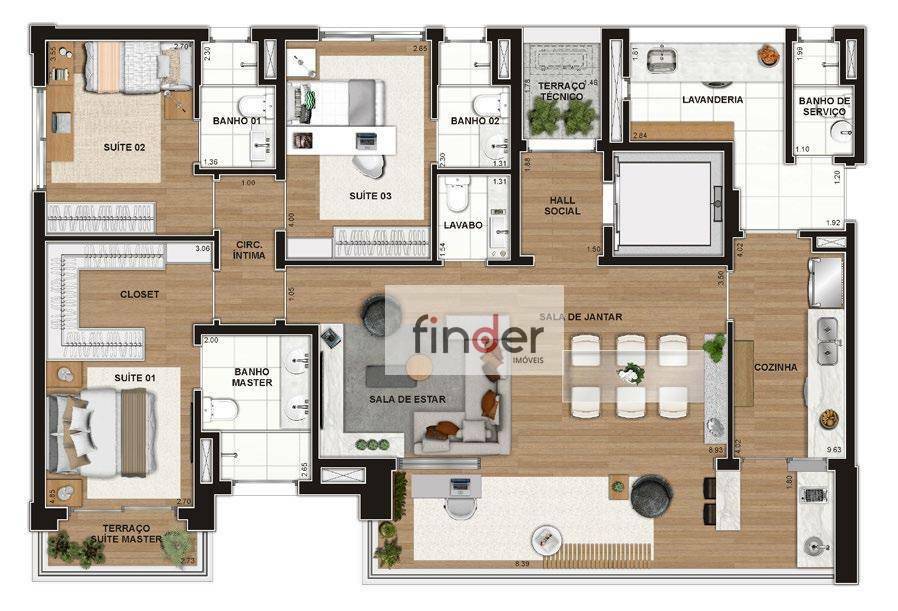 Apartamento à venda com 3 quartos, 147m² - Foto 8