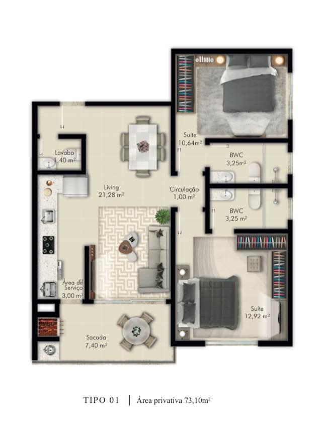 Apartamento à venda com 2 quartos, 69m² - Foto 13