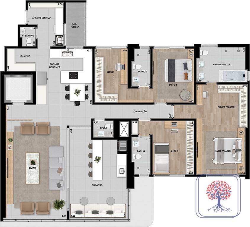 Apartamento à venda com 4 quartos, 211m² - Foto 3