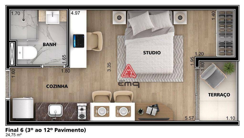 Apartamento à venda com 1 quarto, 25m² - Foto 2