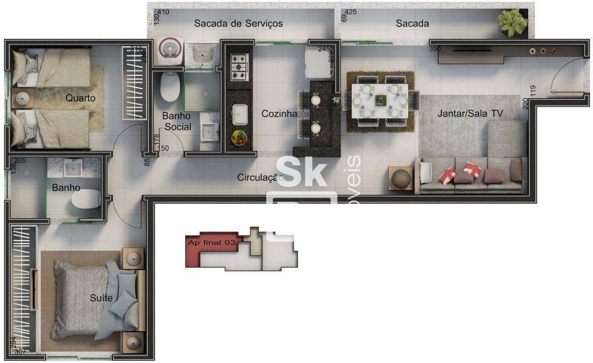 Apartamento à venda com 2 quartos, 78m² - Foto 2