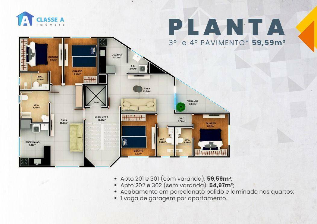 Apartamento à venda com 2 quartos, 59m² - Foto 9