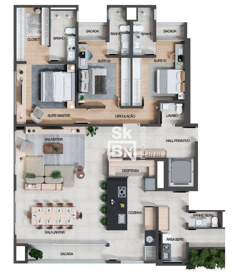 Apartamento à venda com 3 quartos, 176m² - Foto 11