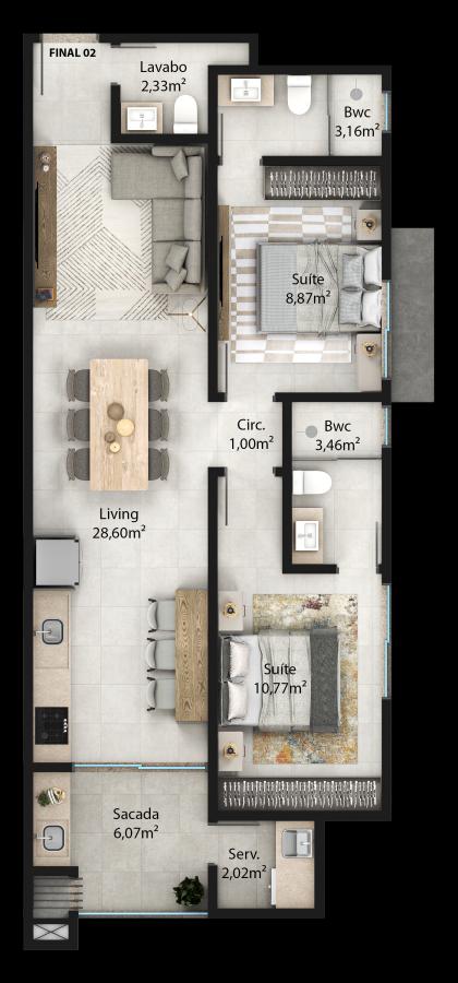 Apartamento à venda com 2 quartos, 74m² - Foto 7