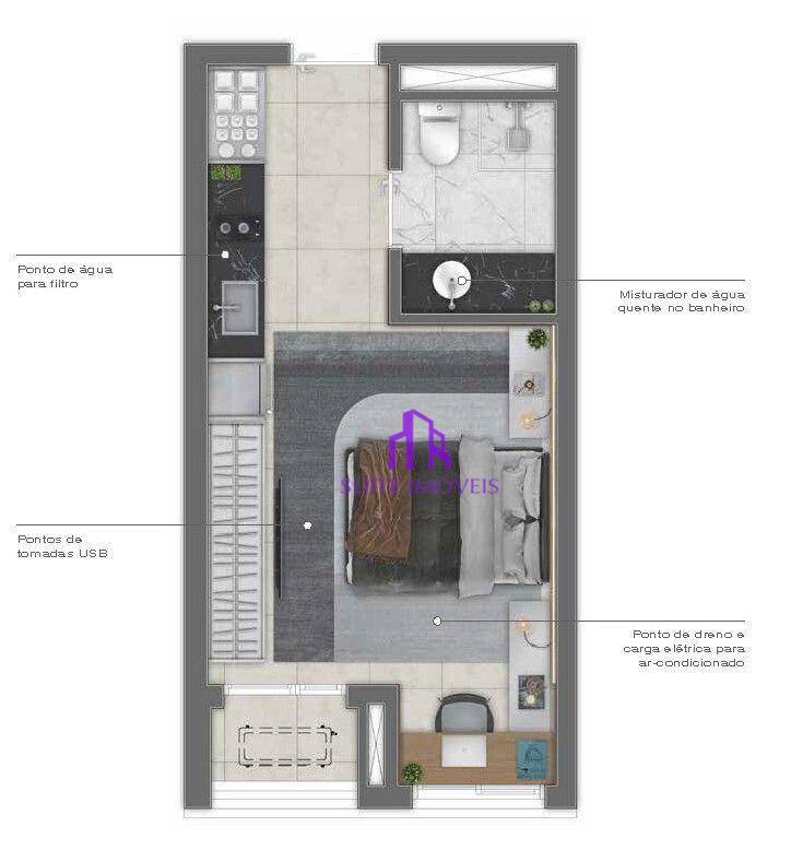 Apartamento à venda com 1 quarto, 26m² - Foto 1