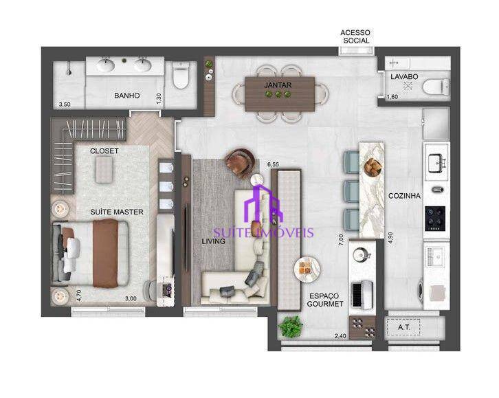 Apartamento à venda com 2 quartos, 80m² - Foto 2