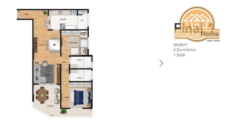 Apartamento à venda com 1 quarto, 53m² - Foto 3