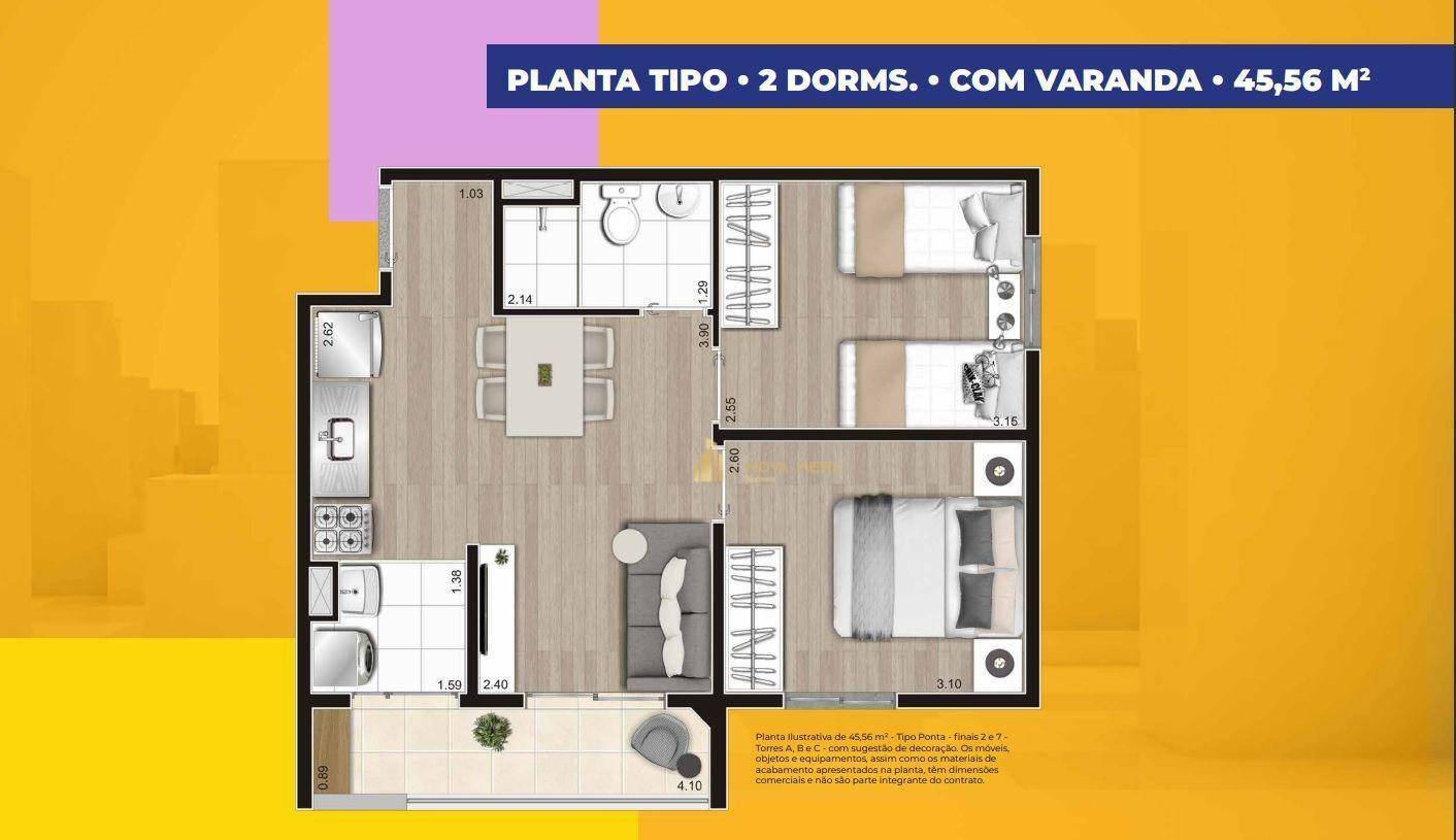 Apartamento à venda com 2 quartos, 45m² - Foto 1