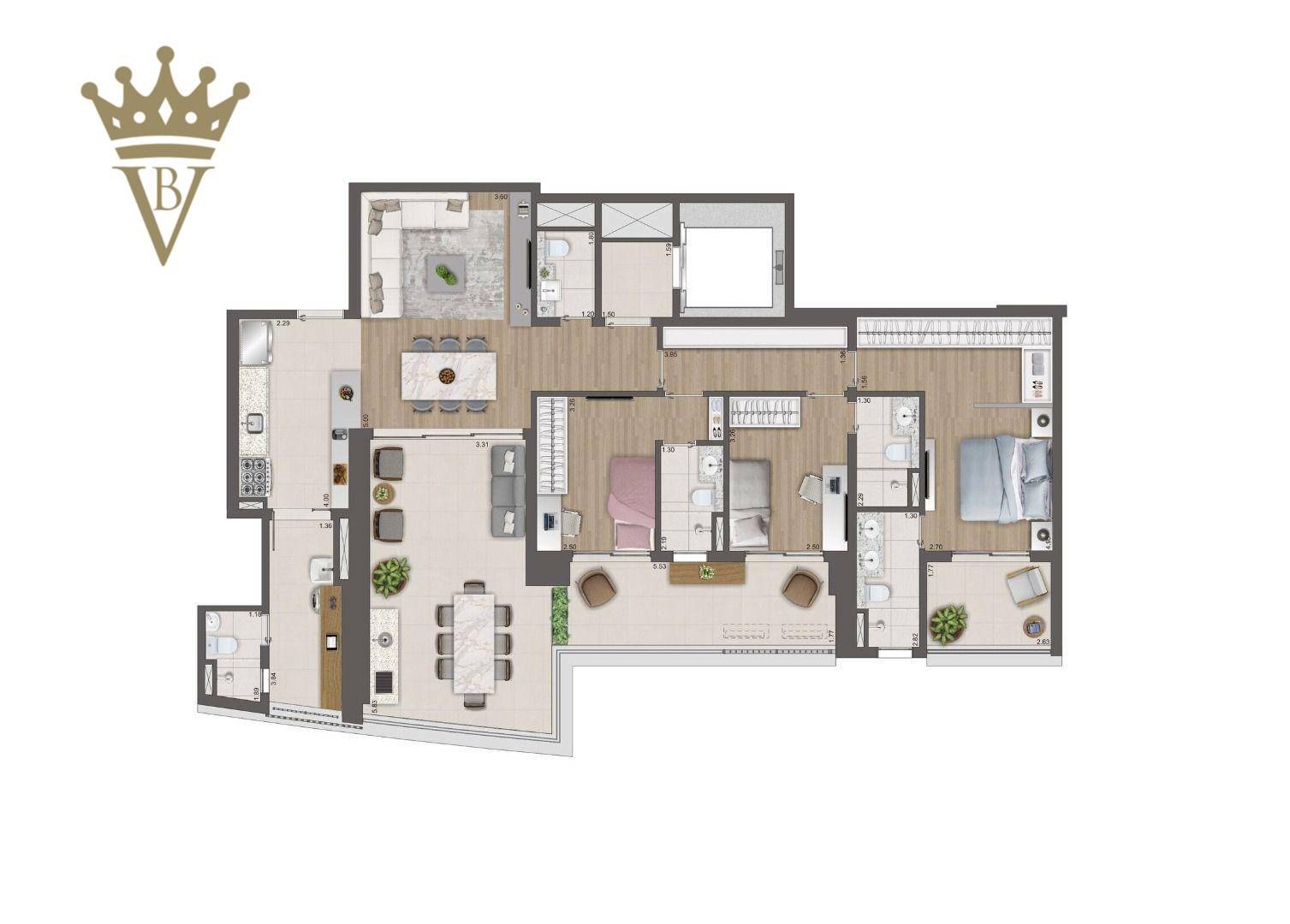 Apartamento à venda com 3 quartos, 155m² - Foto 4