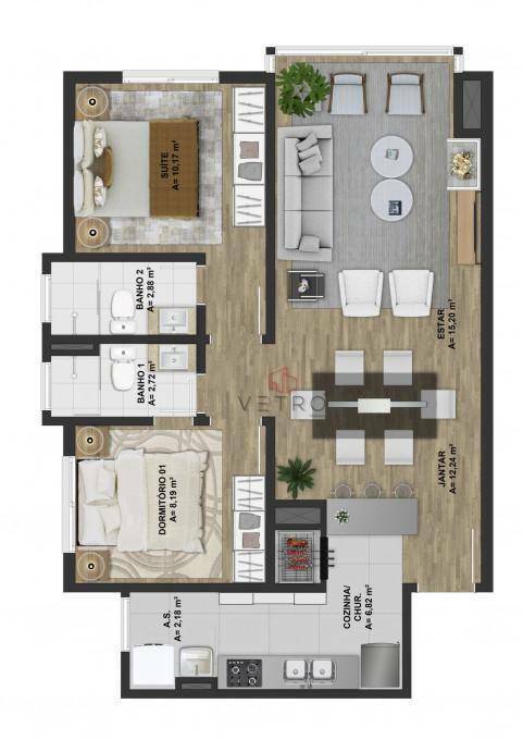 Apartamento à venda com 2 quartos, 80m² - Foto 3