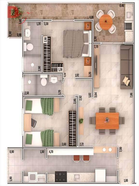 Apartamento à venda com 2 quartos, 86m² - Foto 1