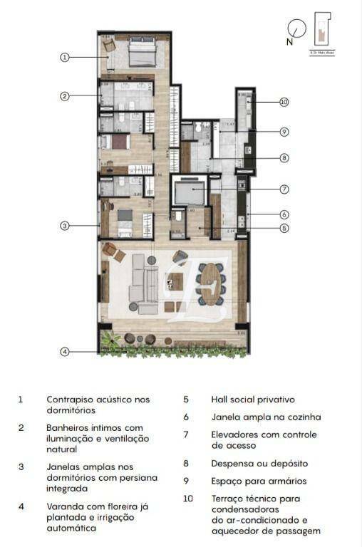 Apartamento à venda com 3 quartos, 196m² - Foto 2