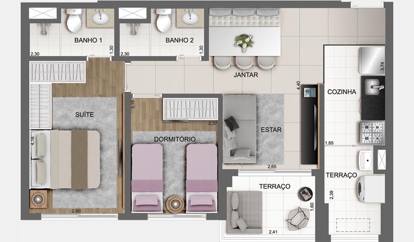 Apartamento à venda com 2 quartos, 61m² - Foto 9