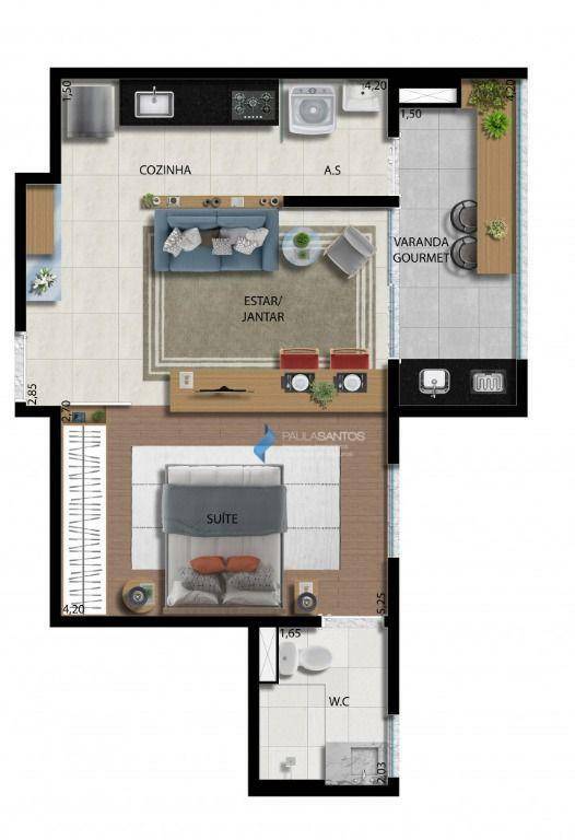 Apartamento à venda com 1 quarto, 48m² - Foto 6