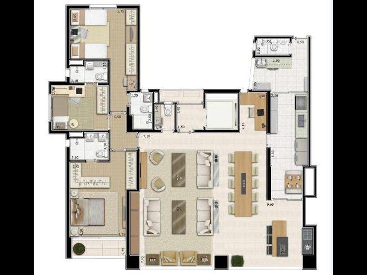 Apartamento à venda com 3 quartos, 161m² - Foto 2