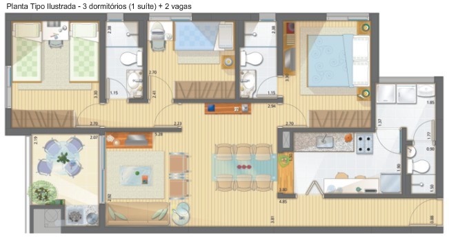 Apartamento à venda com 3 quartos, 82m² - Foto 2