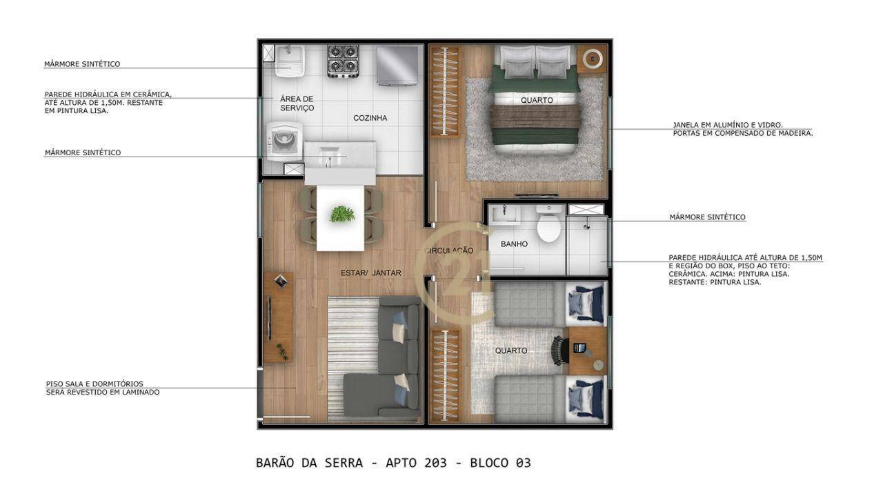 Apartamento à venda com 2 quartos, 39m² - Foto 6