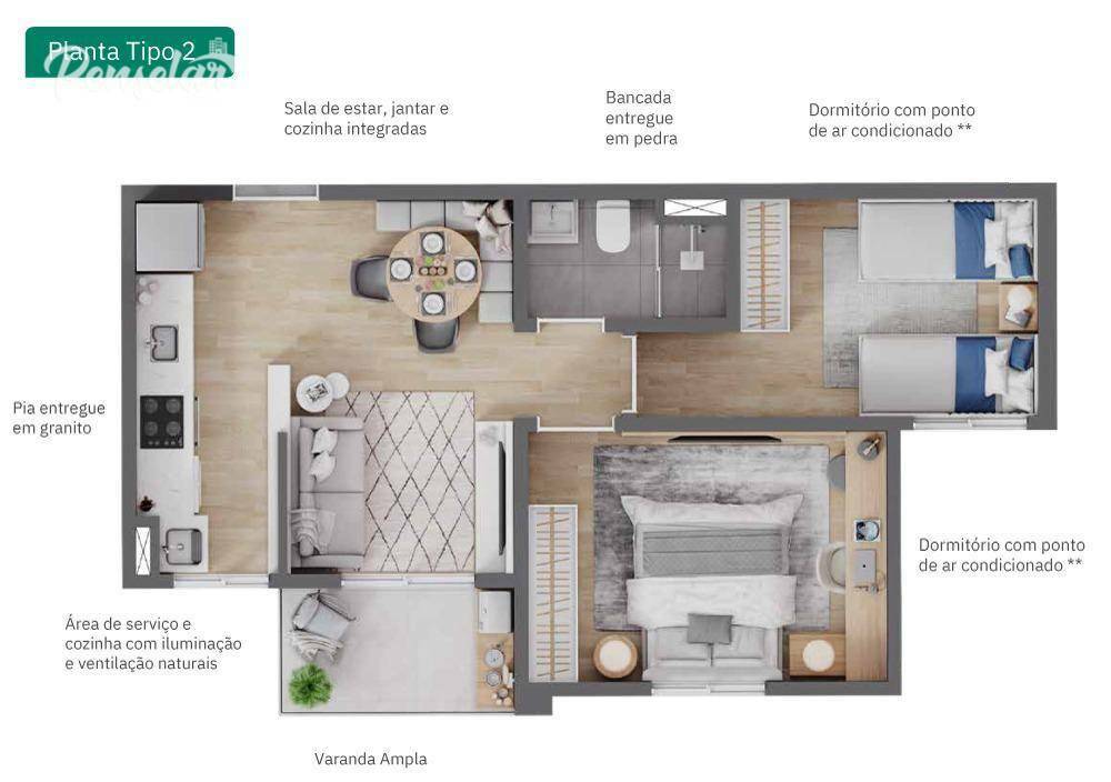 Apartamento à venda com 2 quartos, 46m² - Foto 40