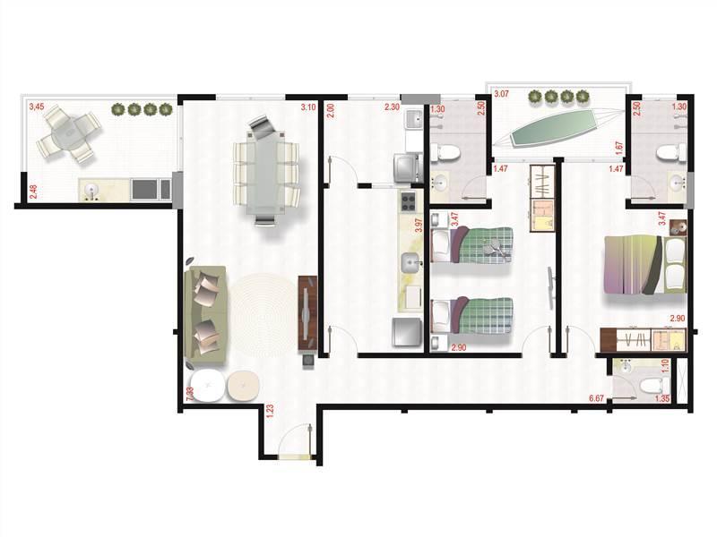 Apartamento à venda com 2 quartos, 100m² - Foto 2