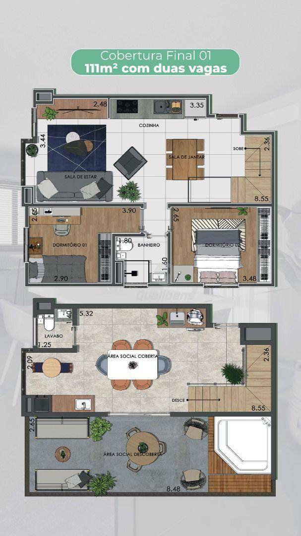 Cobertura à venda com 2 quartos, 101m² - Foto 4
