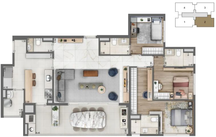 Apartamento à venda com 3 quartos, 113m² - Foto 3