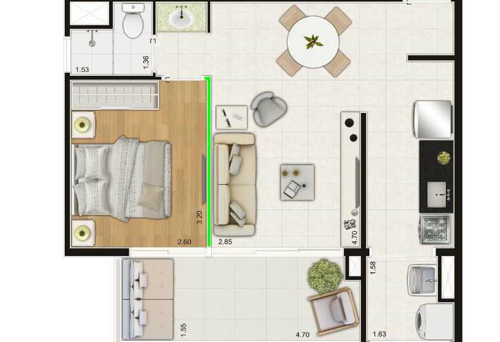 Apartamento à venda com 1 quarto, 45m² - Foto 2