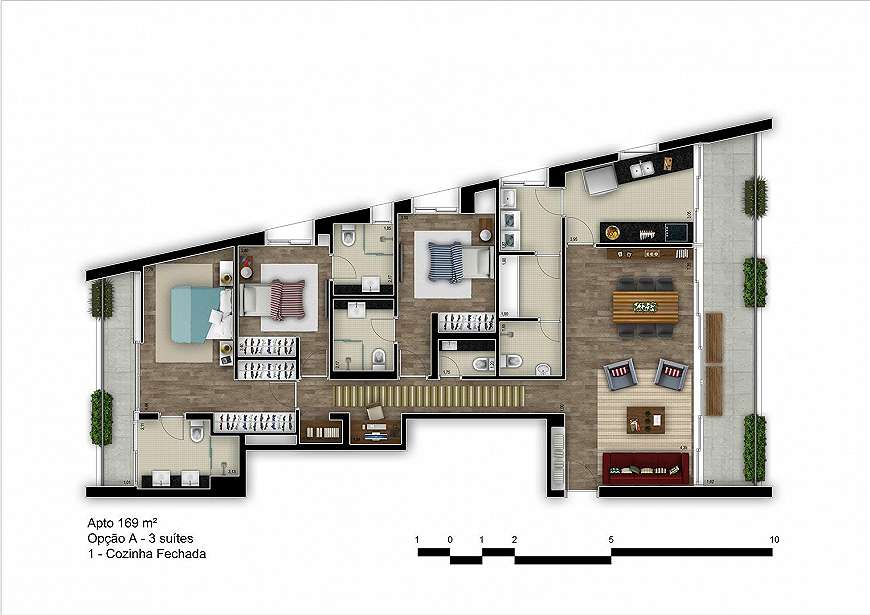 Apartamento à venda com 3 quartos, 168m² - Foto 2