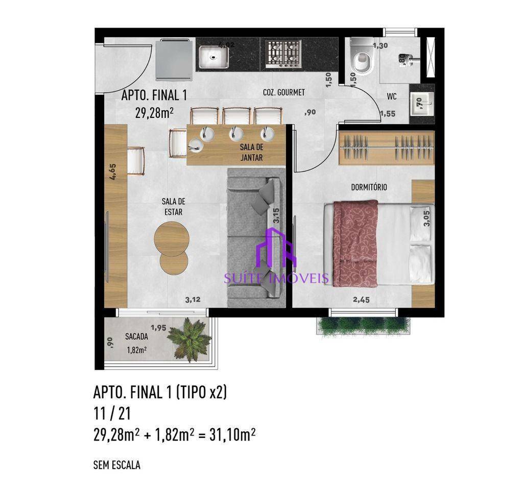 Apartamento à venda com 2 quartos, 37m² - Foto 23