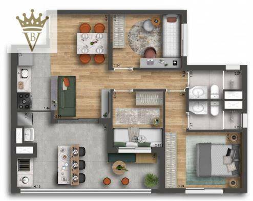 Apartamento à venda com 3 quartos, 69m² - Foto 1