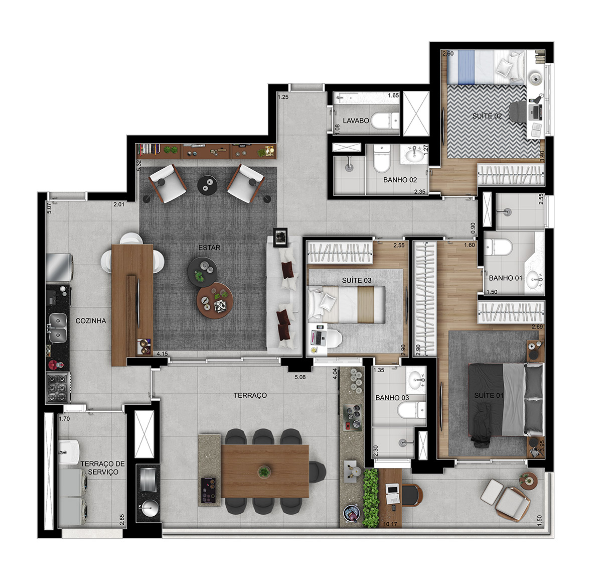 Apartamento à venda com 3 quartos, 135m² - Foto 3