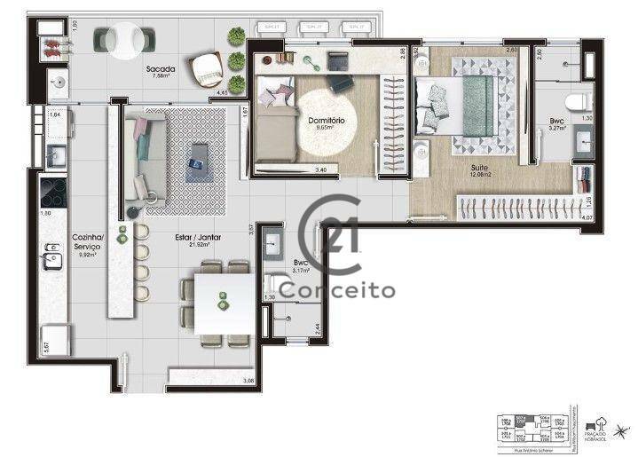 Apartamento à venda com 3 quartos, 103m² - Foto 3