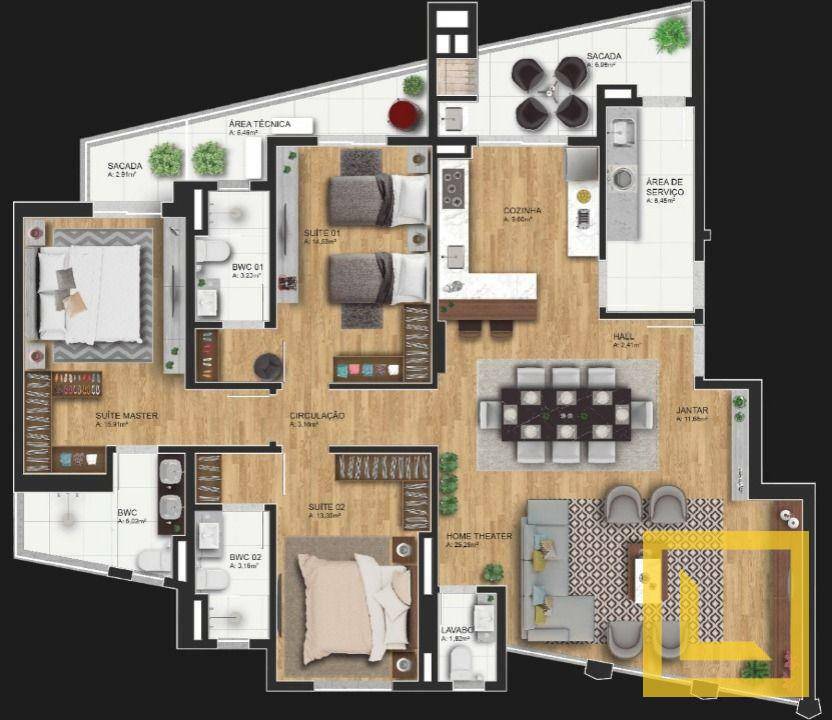 Apartamento à venda com 3 quartos, 149m² - Foto 8