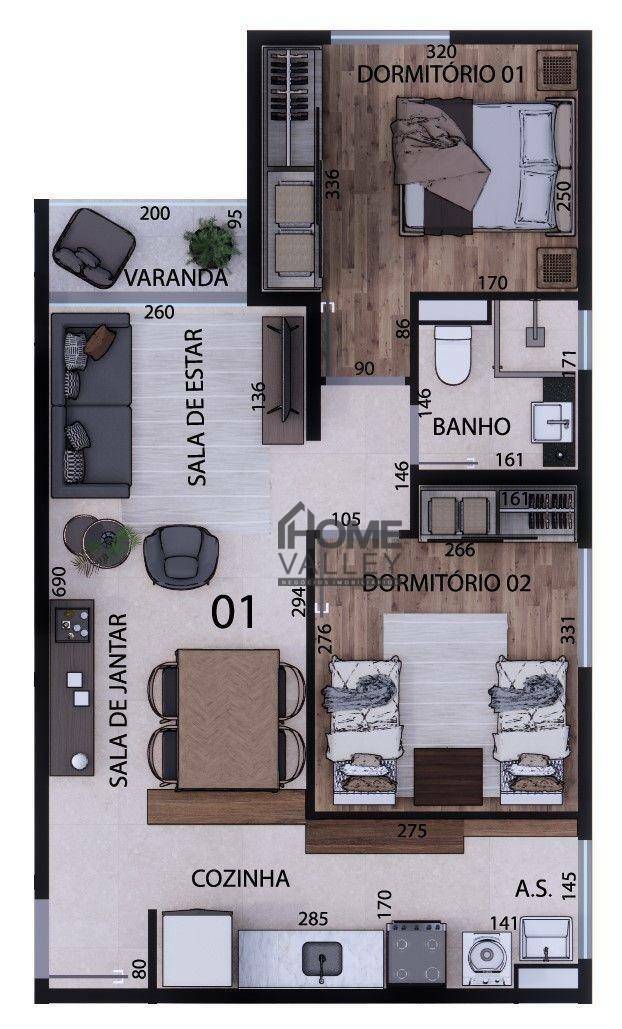 Apartamento à venda com 2 quartos, 51m² - Foto 3