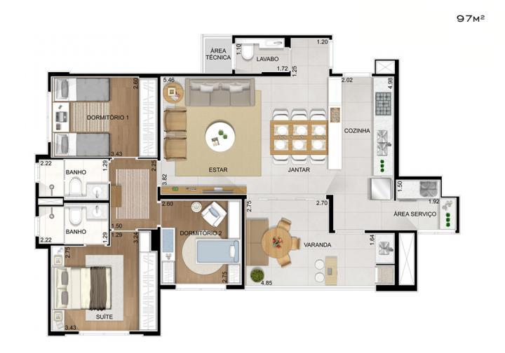 Apartamento à venda com 3 quartos, 97m² - Foto 14