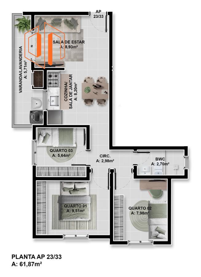 Apartamento à venda com 3 quartos, 61m² - Foto 19