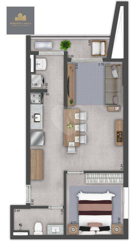 Apartamento à venda com 1 quarto, 46m² - Foto 1