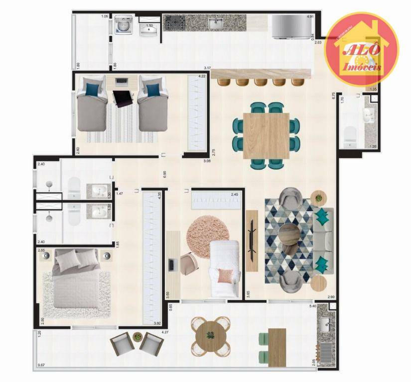 Apartamento à venda com 3 quartos, 115m² - Foto 2