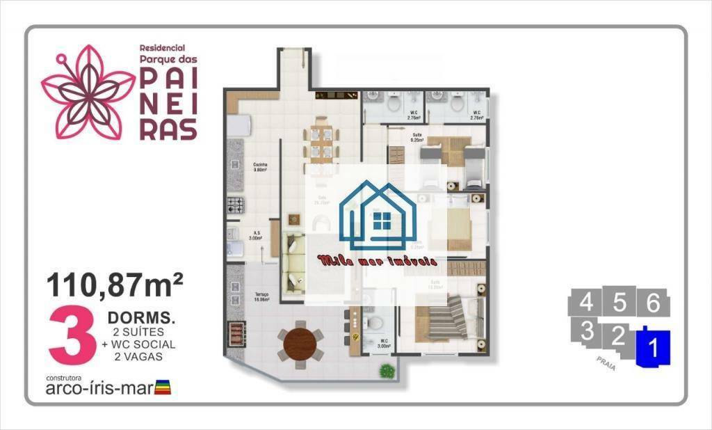 Apartamento à venda com 3 quartos, 110m² - Foto 3