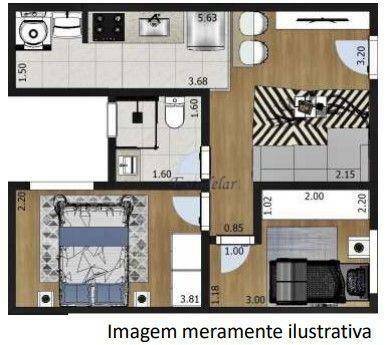 Apartamento à venda com 2 quartos, 38m² - Foto 3