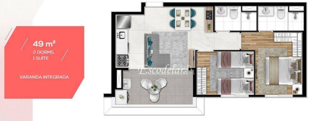 Apartamento à venda com 2 quartos, 49m² - Foto 14