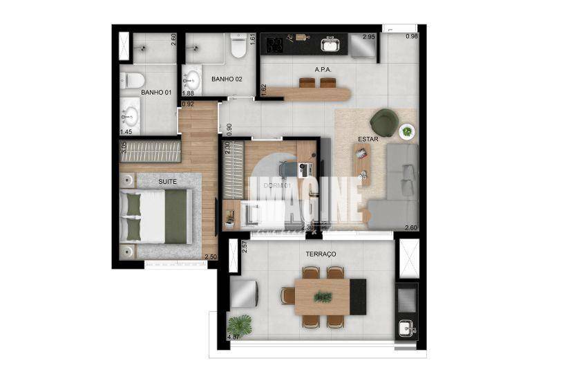 Apartamento à venda com 2 quartos, 58m² - Foto 1