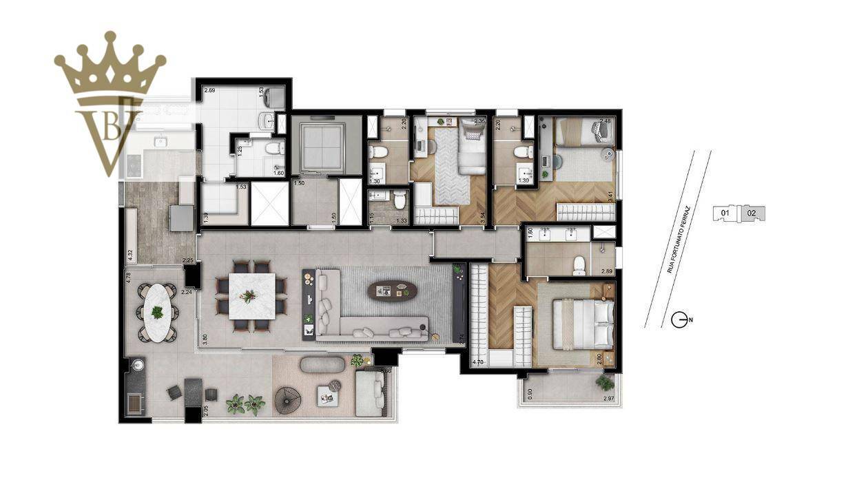 Apartamento à venda com 4 quartos, 157m² - Foto 1