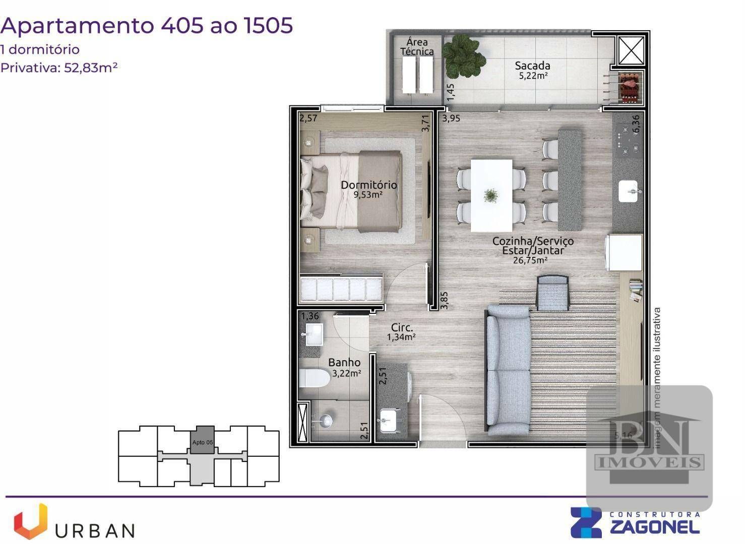 Apartamento à venda com 1 quarto, 64m² - Foto 2