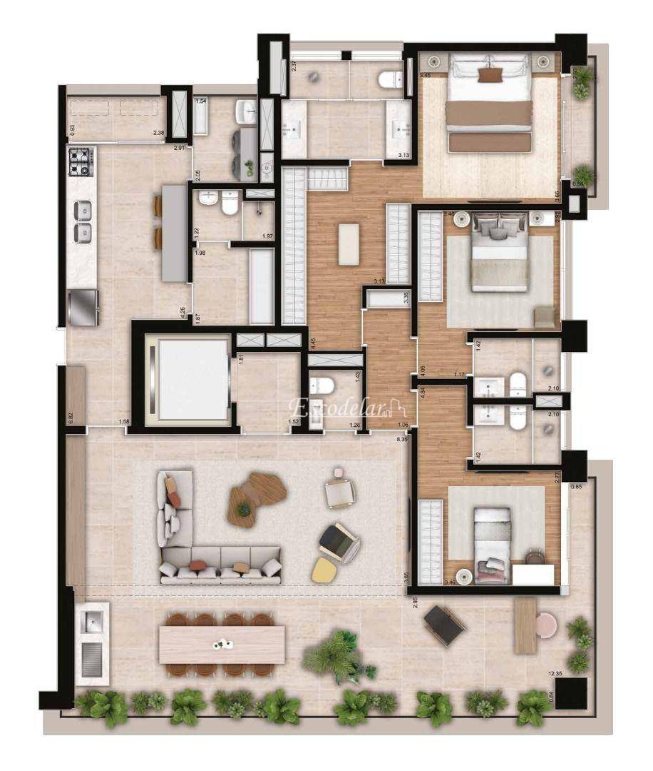 Apartamento à venda com 3 quartos, 195m² - Foto 7