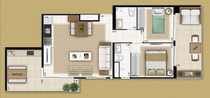 Apartamento à venda com 2 quartos, 86m² - Foto 2