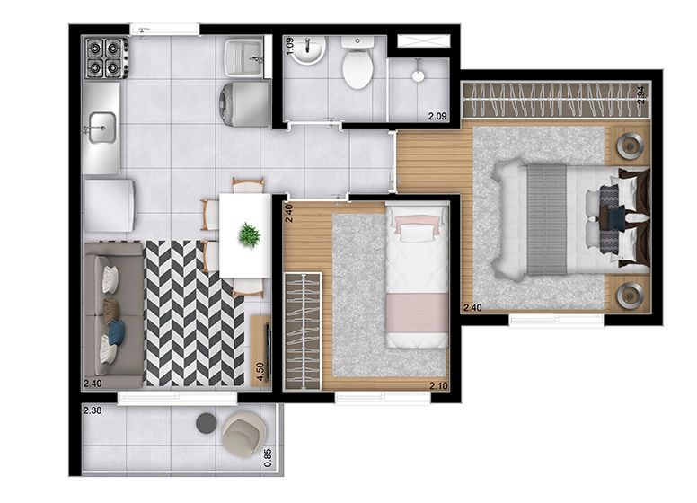 Apartamento à venda com 2 quartos, 30m² - Foto 1