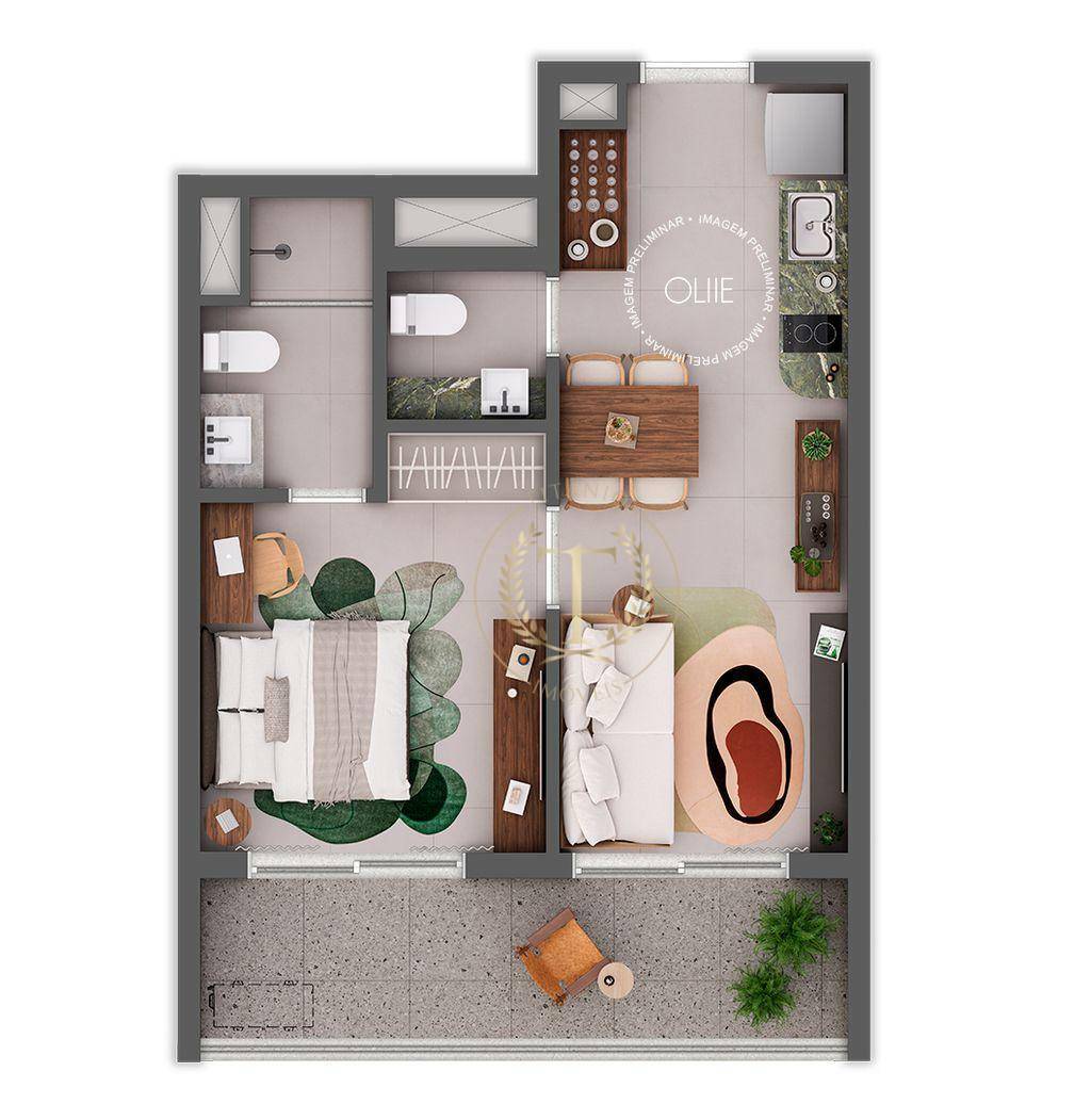 Apartamento à venda com 1 quarto, 46m² - Foto 5