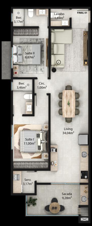 Apartamento à venda com 2 quartos, 74m² - Foto 6